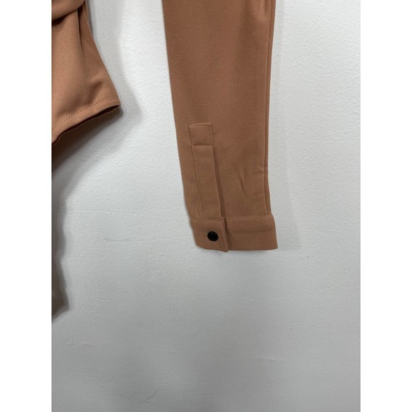 Donna Karan New York Twist Front Plunge LS Crepe Jersey Bodysuit, Toast, Size XS - Picture 6 of 10